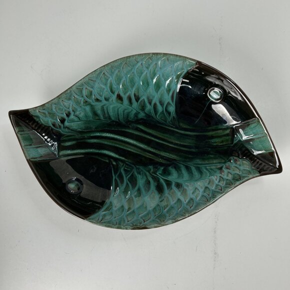 Large Fish Platter - Blue Mountain Pottery -BMP Canada MCM Blue Green Black 13” - Picture 1 of 6